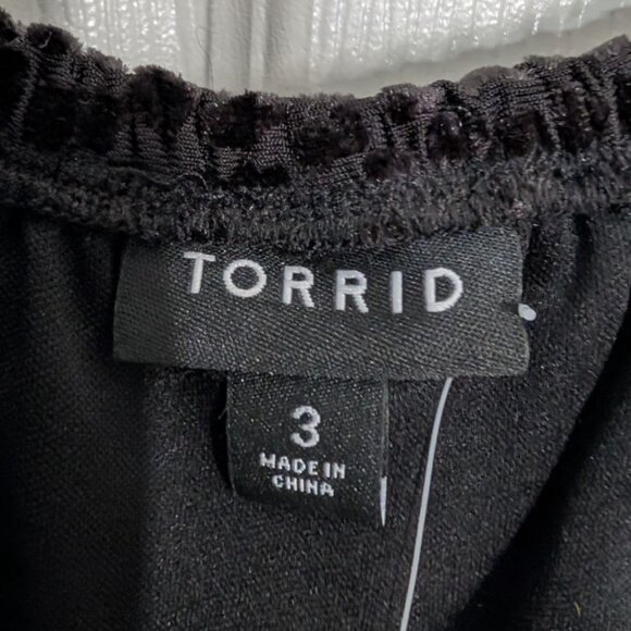 NEW Torrid Mesh Flocked Skater Peasant Dress Womens Size 3X Black 3/4 Sleeves - Picture 6 of 14